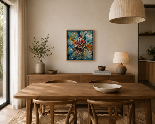 Eclat de colors en ambiente de comedor nórdico