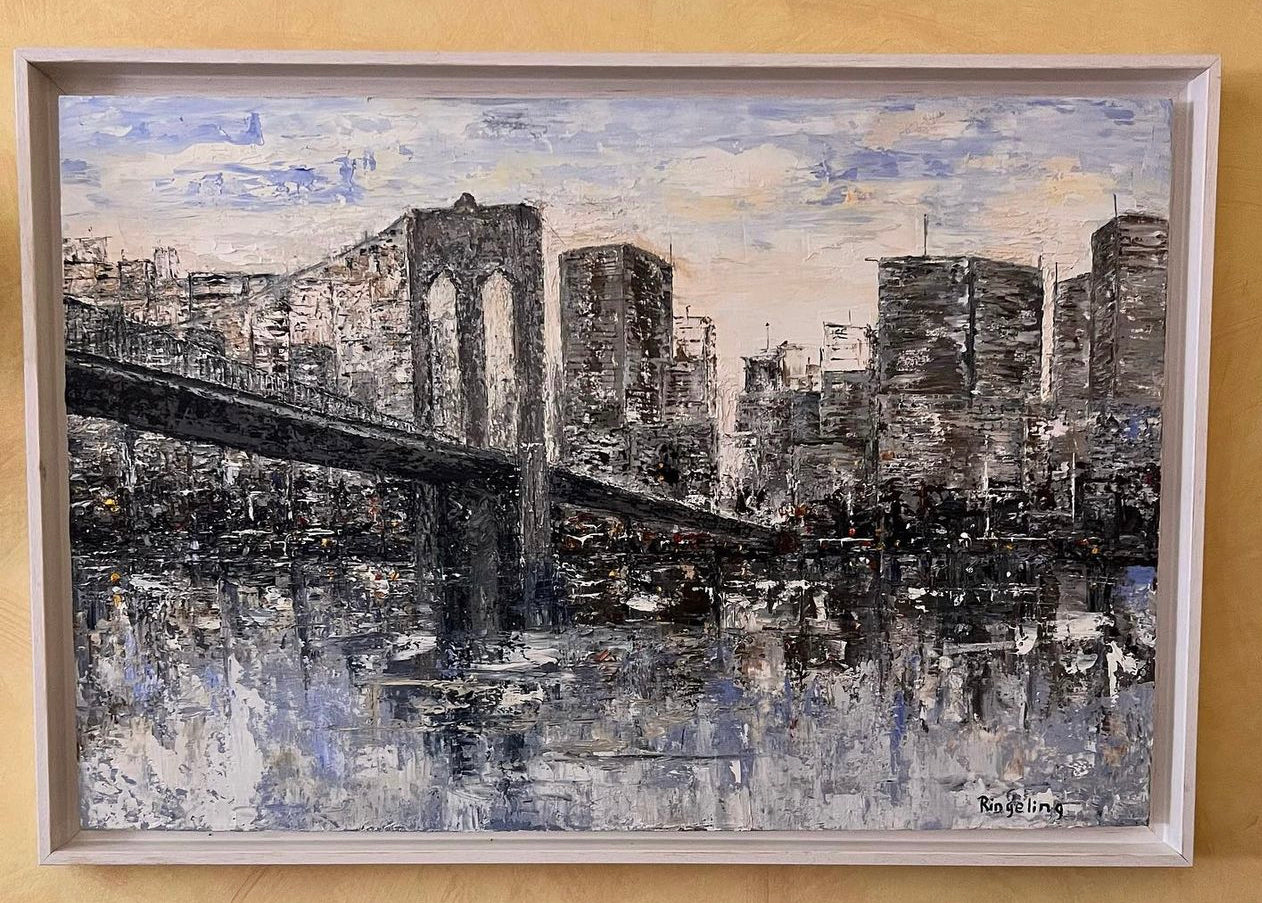 Puente de Brooklyn — Óleo sobre lienzo 80x70 cm, Pam Ringeling